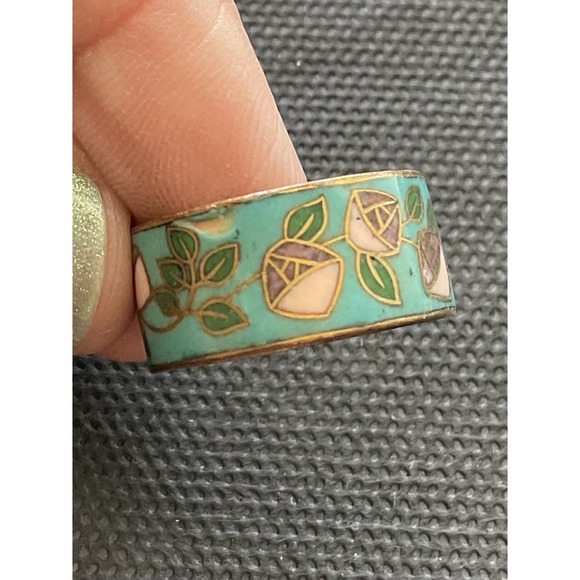 Estate Jewelry - vintage cloisonné enamel ring Size 7 Estate Costume Jewelry